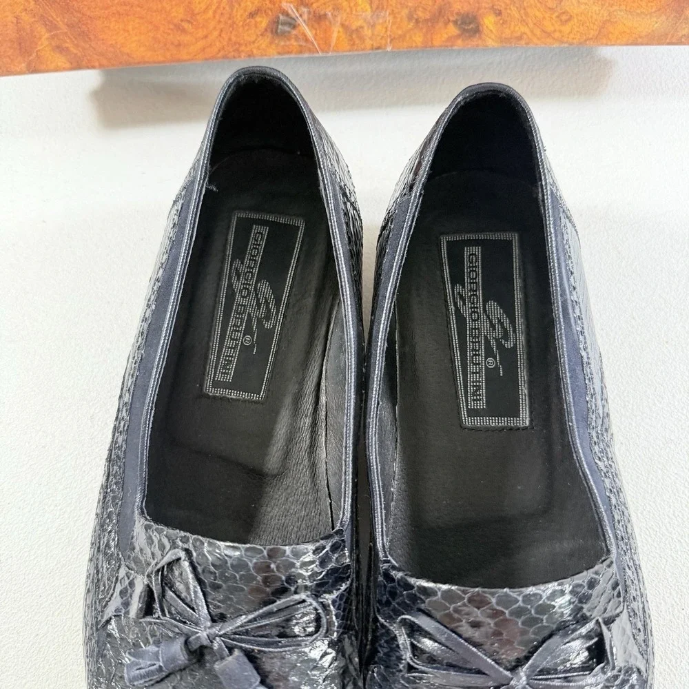 Giorgio Brutini Genuine Reptile Suede Navy Blue‎ Slip On Loafers Men's Size 10.5